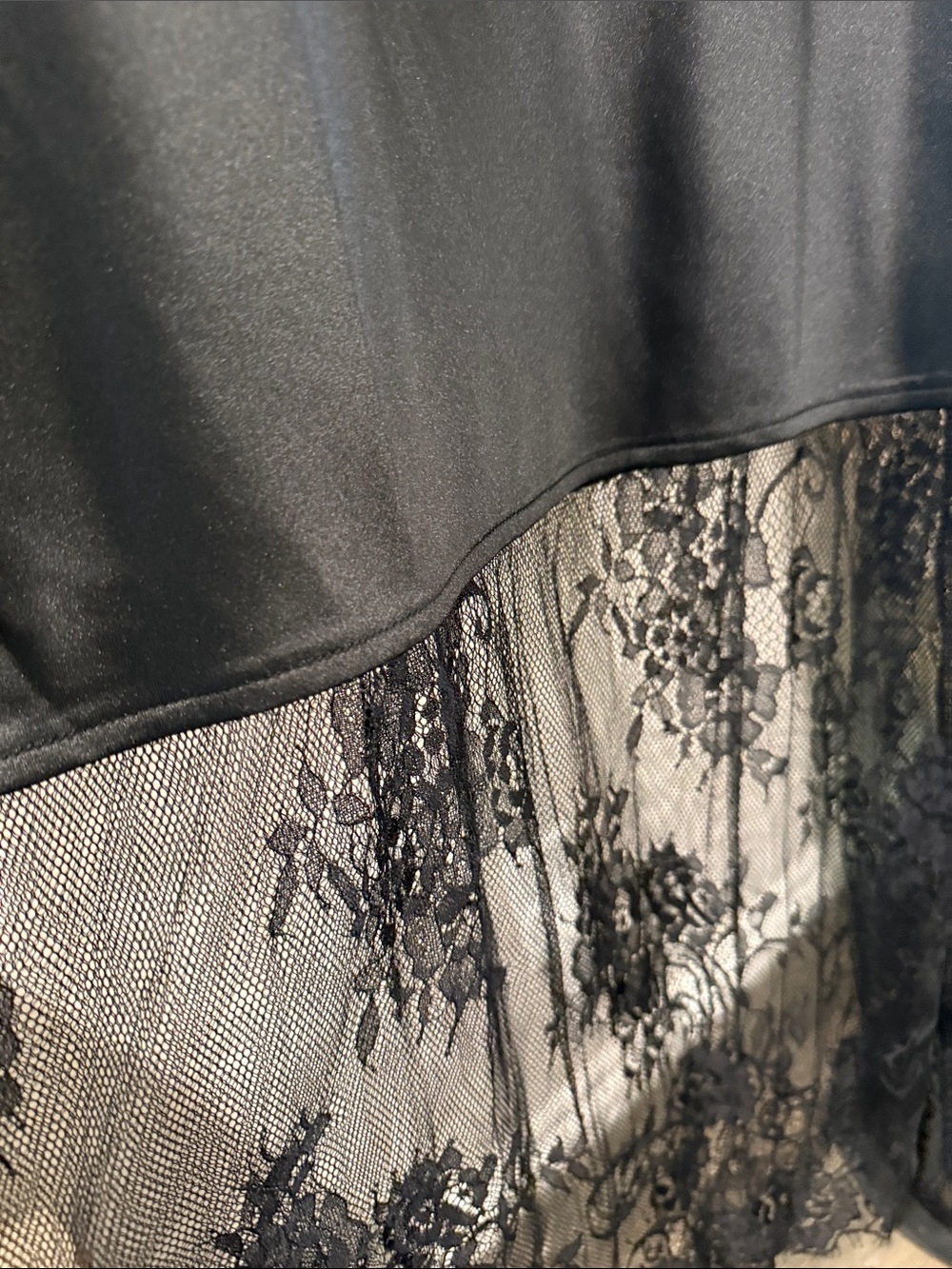 Le Lis Black Satin & Lace Slip Dress - Picture 3 of 7